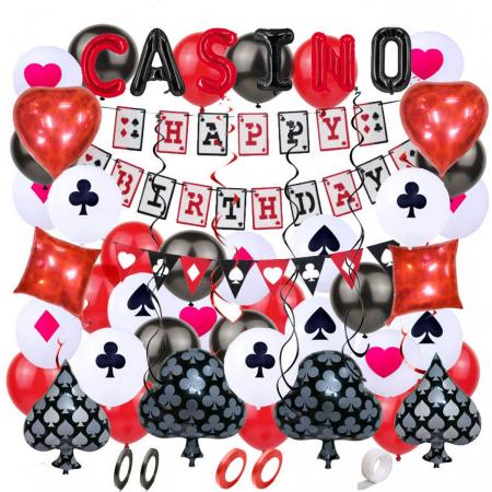 Joya Party® 66 Stuks Casino Feest Versiering Decoratie set | Thema Las Vegas | Poker Verjaardag Feest Versiering | Feestdecoratie